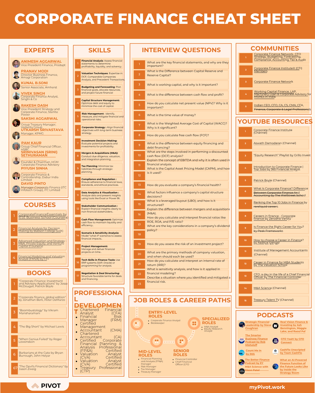 Corporate Finance Cheat Sheet resume template preview - cheat-sheets professional template