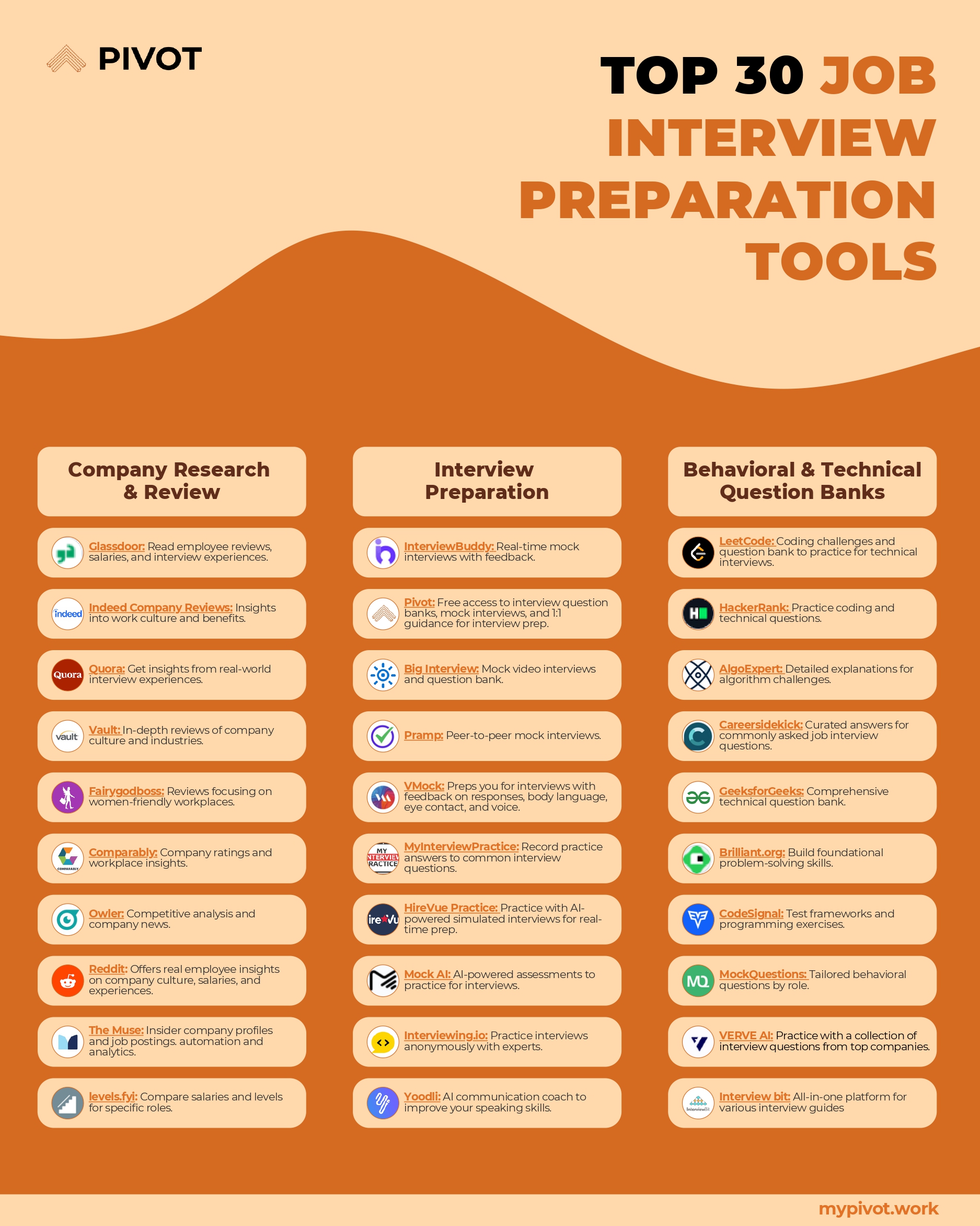 30 Tools for Interview Prep Cheat Sheet resume template preview - cheat-sheets professional template
