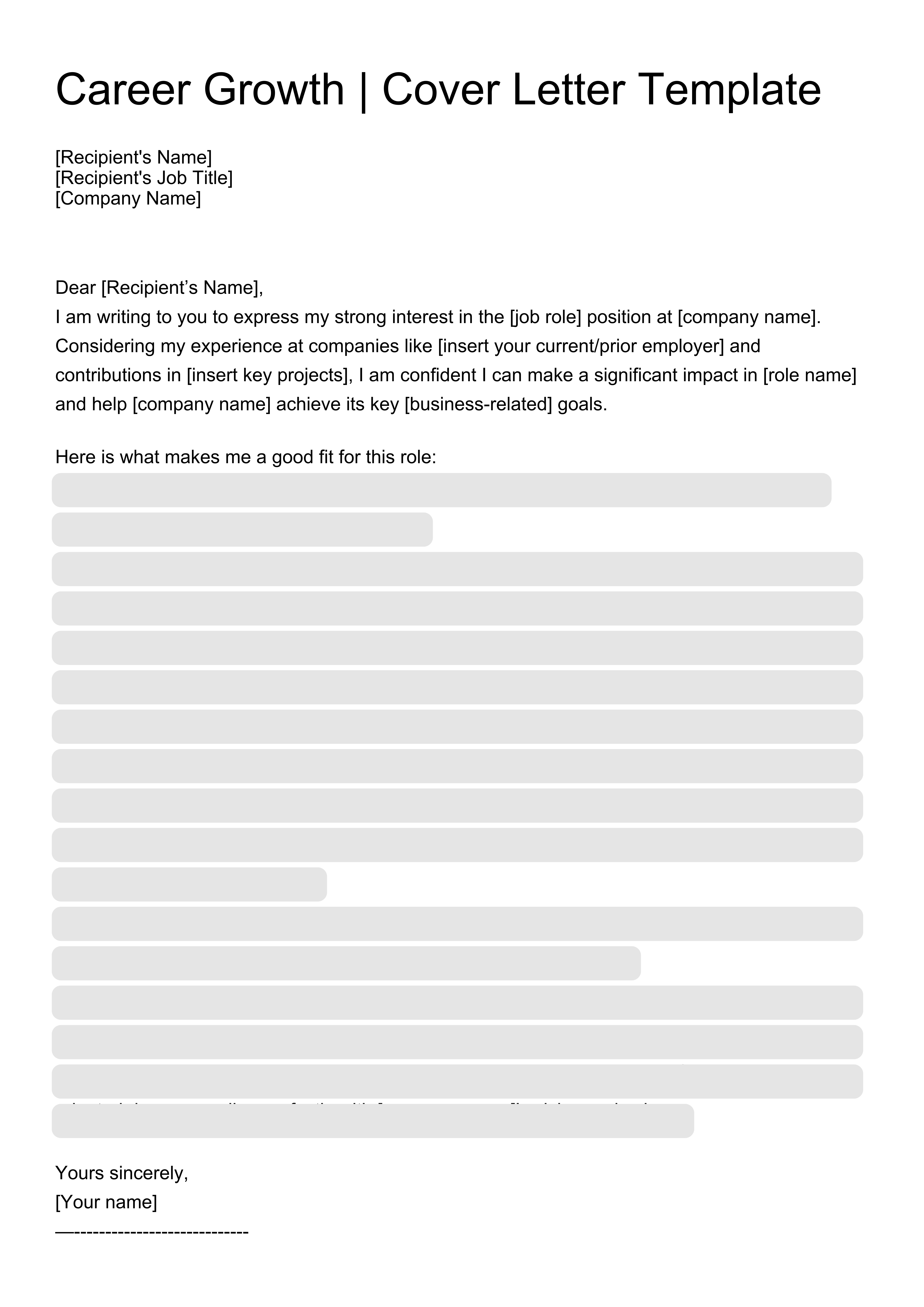 Career Growth Cover Letter resume template preview - cover-letters professional template