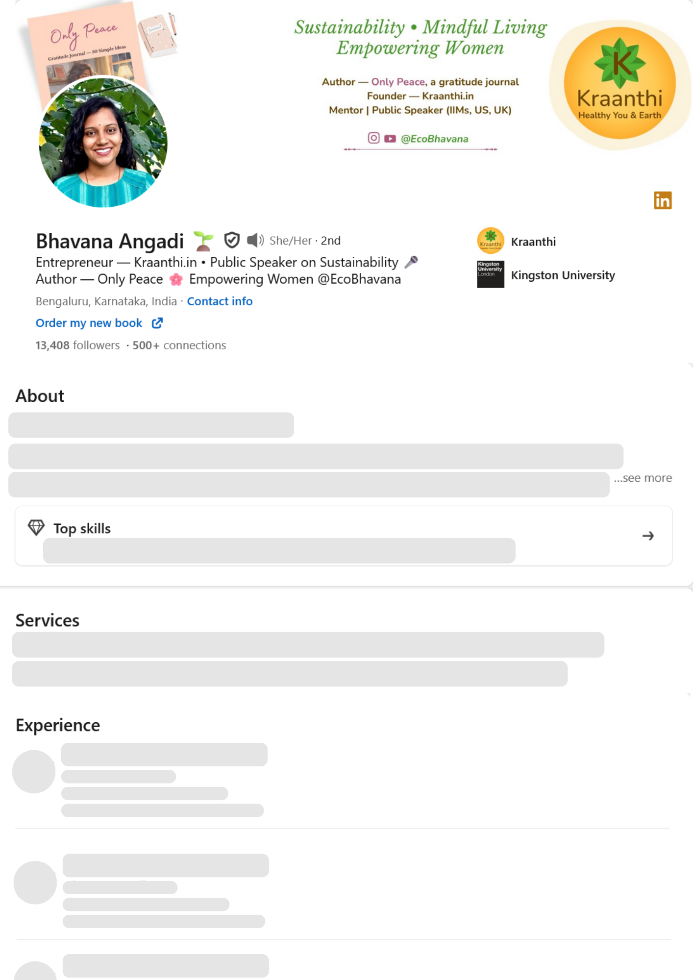 Career Change LinkedIn Profile Example resume template preview - linkedin-profiles professional template