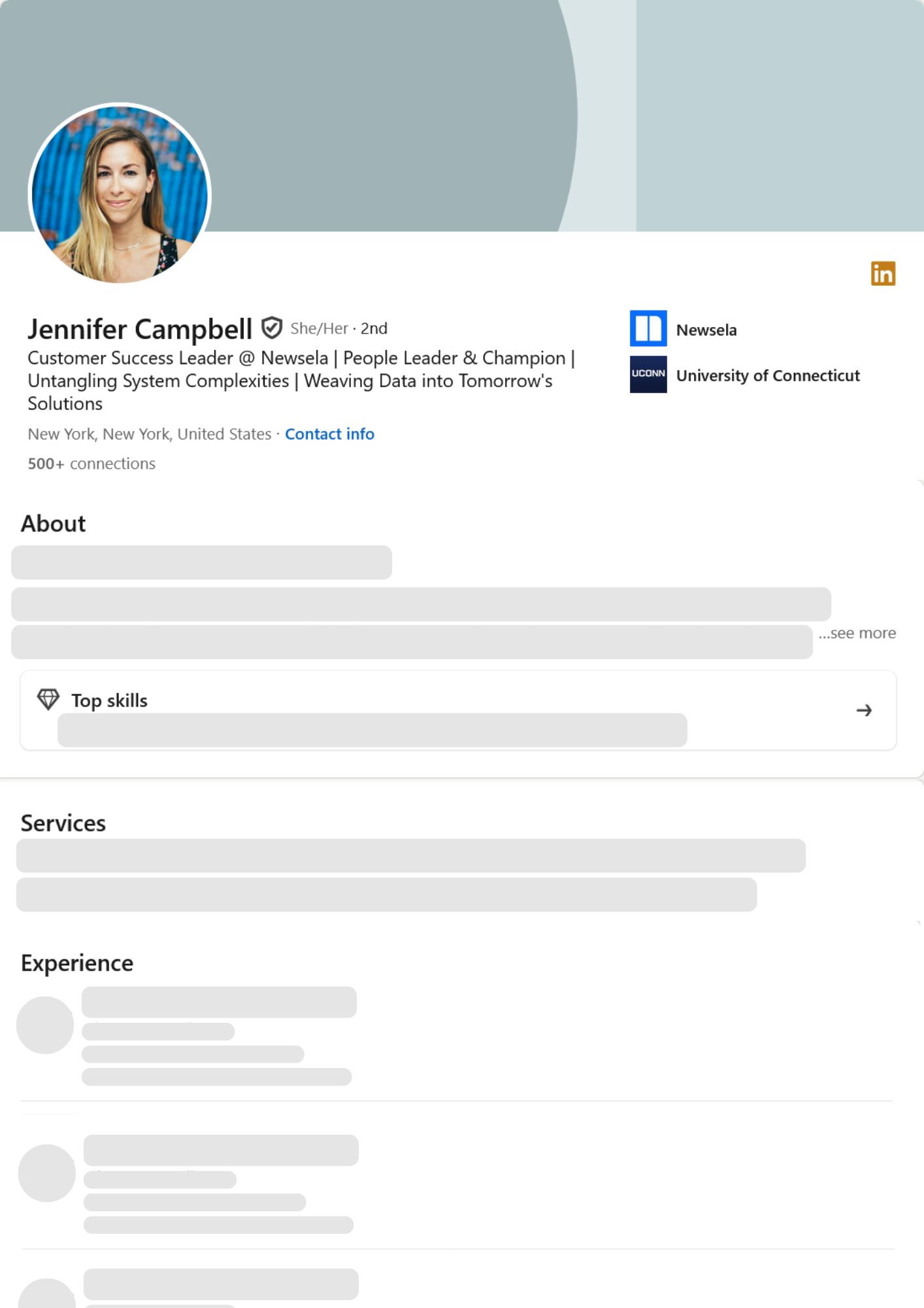 Career Success LinkedIn Profile Example resume template preview - linkedin-profiles professional template