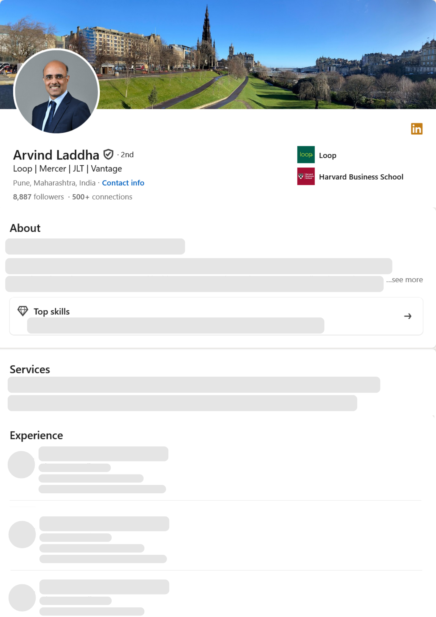 Career Acceleration LinkedIn Profile Example resume template preview - linkedin-profiles professional template