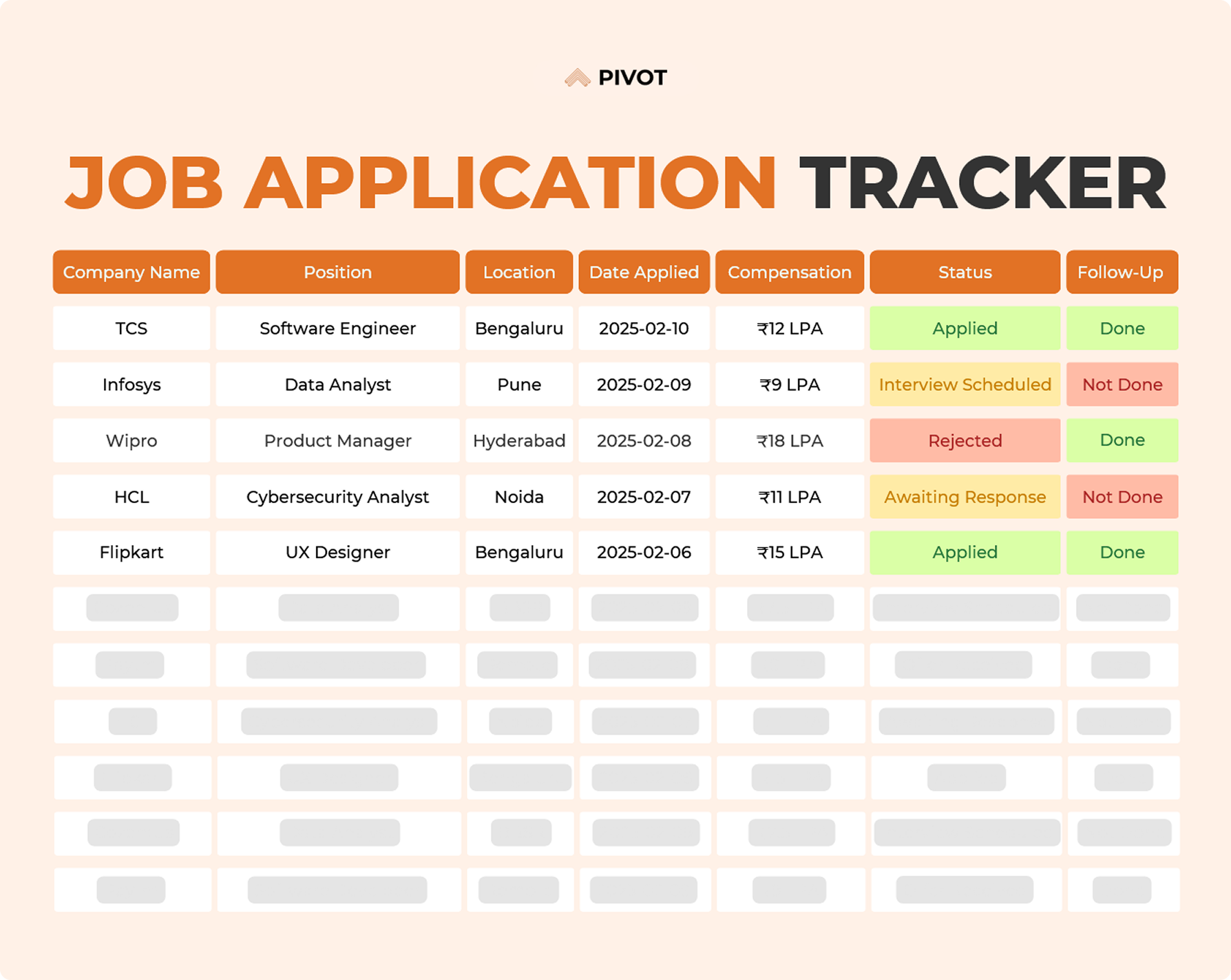 Job Application Tracker resume template preview - job-tracker professional template